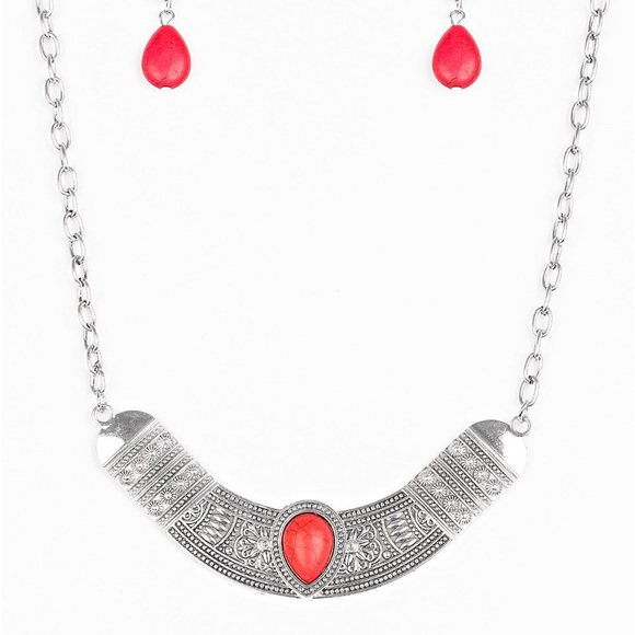 Jewelry Vintage Vault Very Venturous Red Necklace Earring Set Poshmark